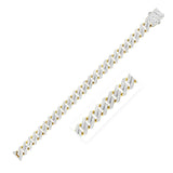 14k Yellow Gold White Pave High Polish Modern Lite Edge Chain (11.50 mm) RCJ