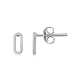 14k White Gold Paperclip Link Stud EarringsMonde Trend