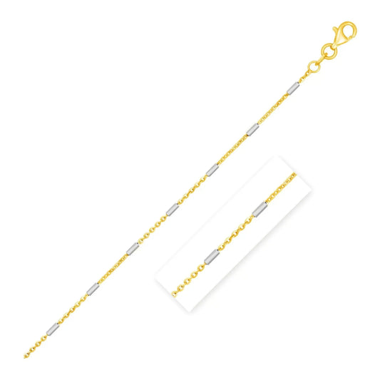 Bar Links Pendant Chain in 14k Two Tone Gold (1.40 mm) RCJ