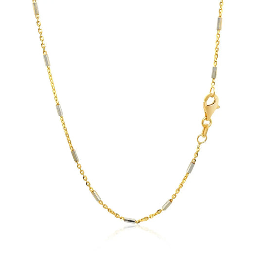 Bar Links Pendant Chain in 14k Two Tone Gold (1.40 mm) RCJ