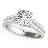 14k White Gold Round Diamond Engagement Ring with Pave Band (2 cttw) RCJ