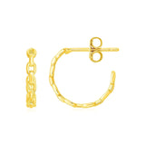 14k Yellow Gold Delicate Chain Hoop Earrings RCJ