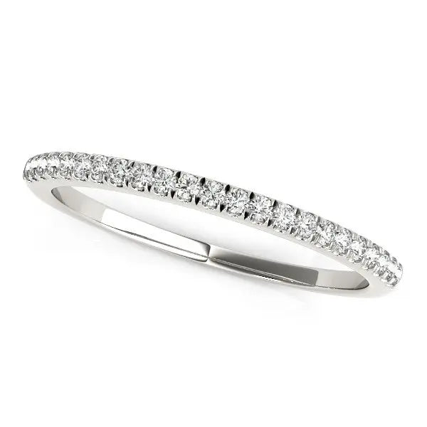 14k White Gold Scallop Style Setting Diamond Wedding Band (1/8 cttw) RCJ