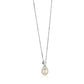 Sterling Silver Necklace with Pear Shaped Pearl and Cubic Zirconias RCJ