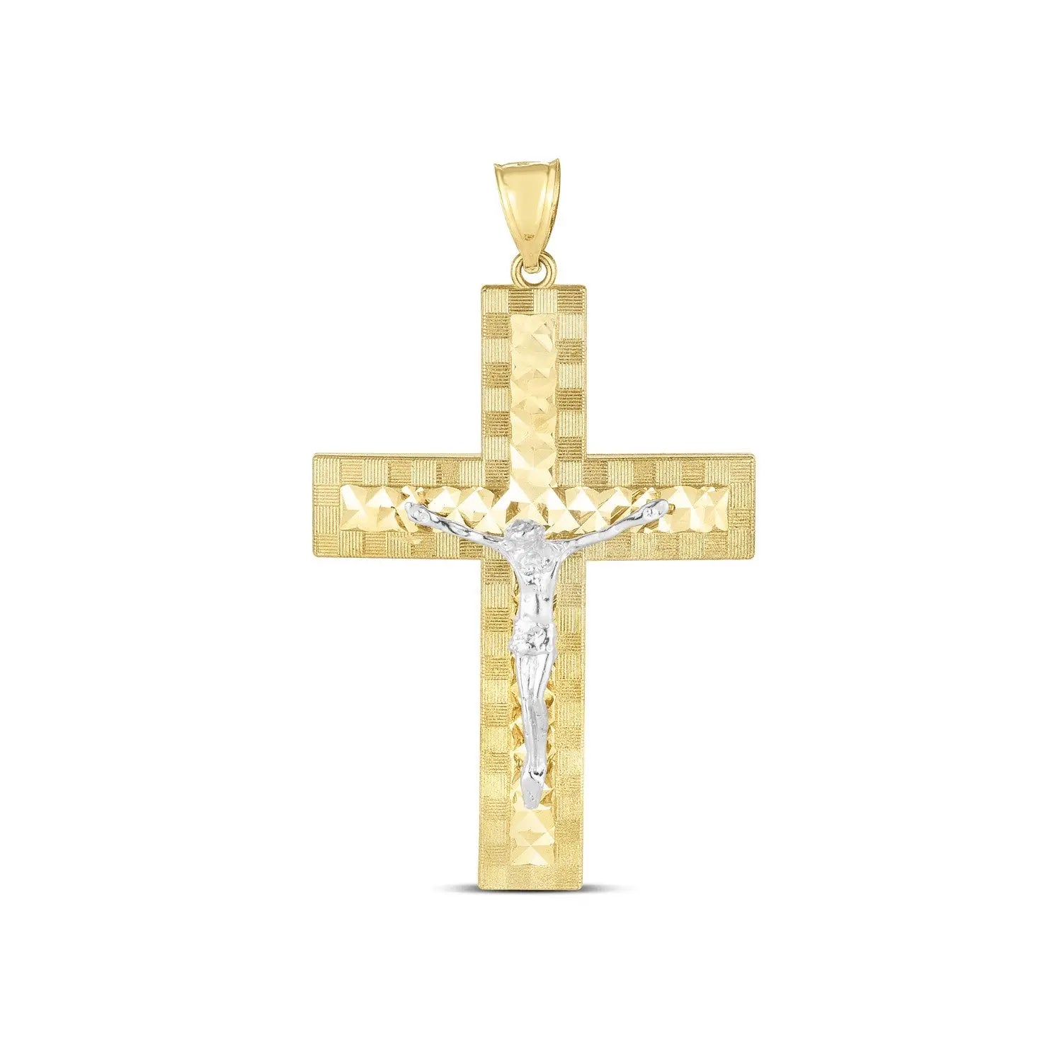 14k Two Tone Gold High Polish Diamond Cut Cross PendantMonde Trend