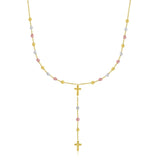 14k Tri-Color Gold Rosary Chain NecklaceMonde Trend