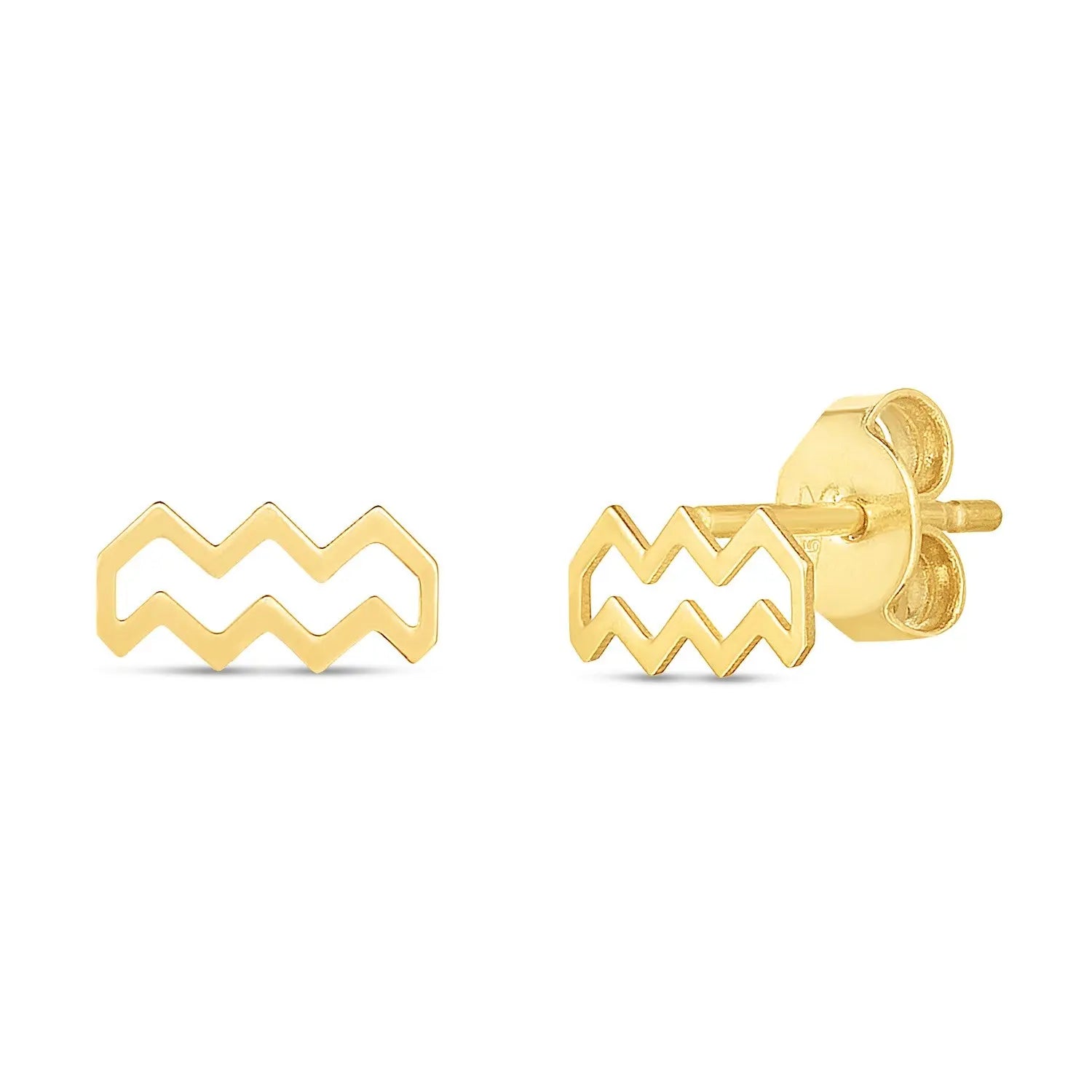 14K Yellow Gold Aquarius Stud Earrings RCJ