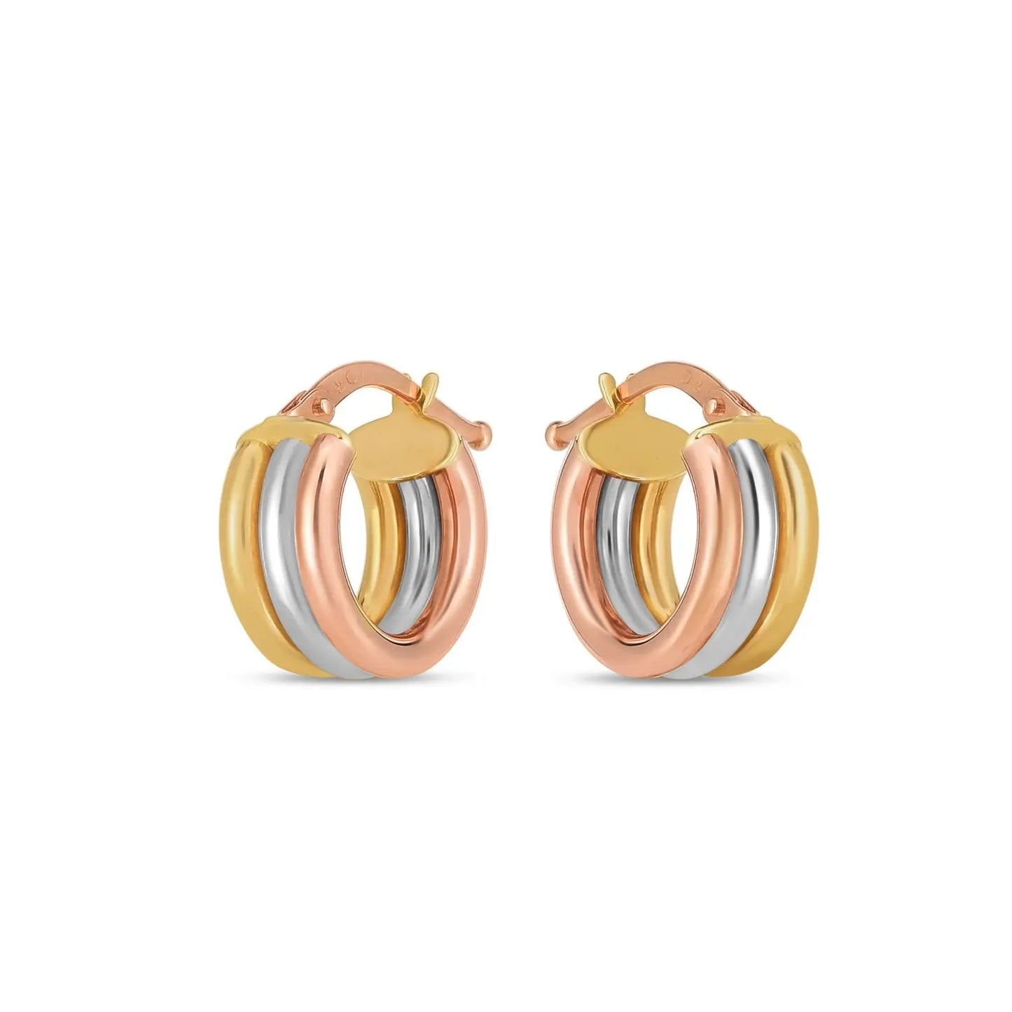 14k Tri Color Gold Trilogy HoopsMonde Trend