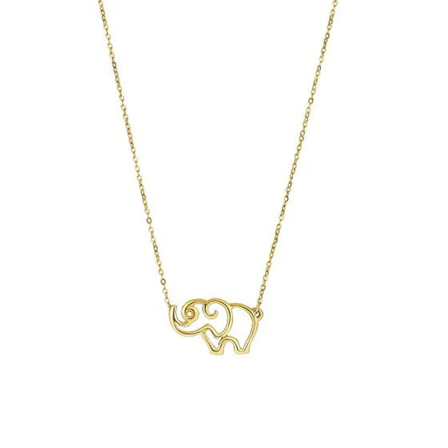 14k Yellow Gold Elephant Necklace RCJ