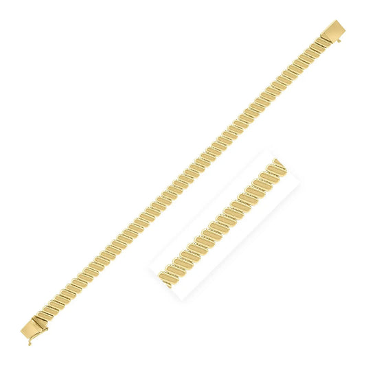 14k Yellow Gold Rib Link Bracelet (7.00 mm) RCJ