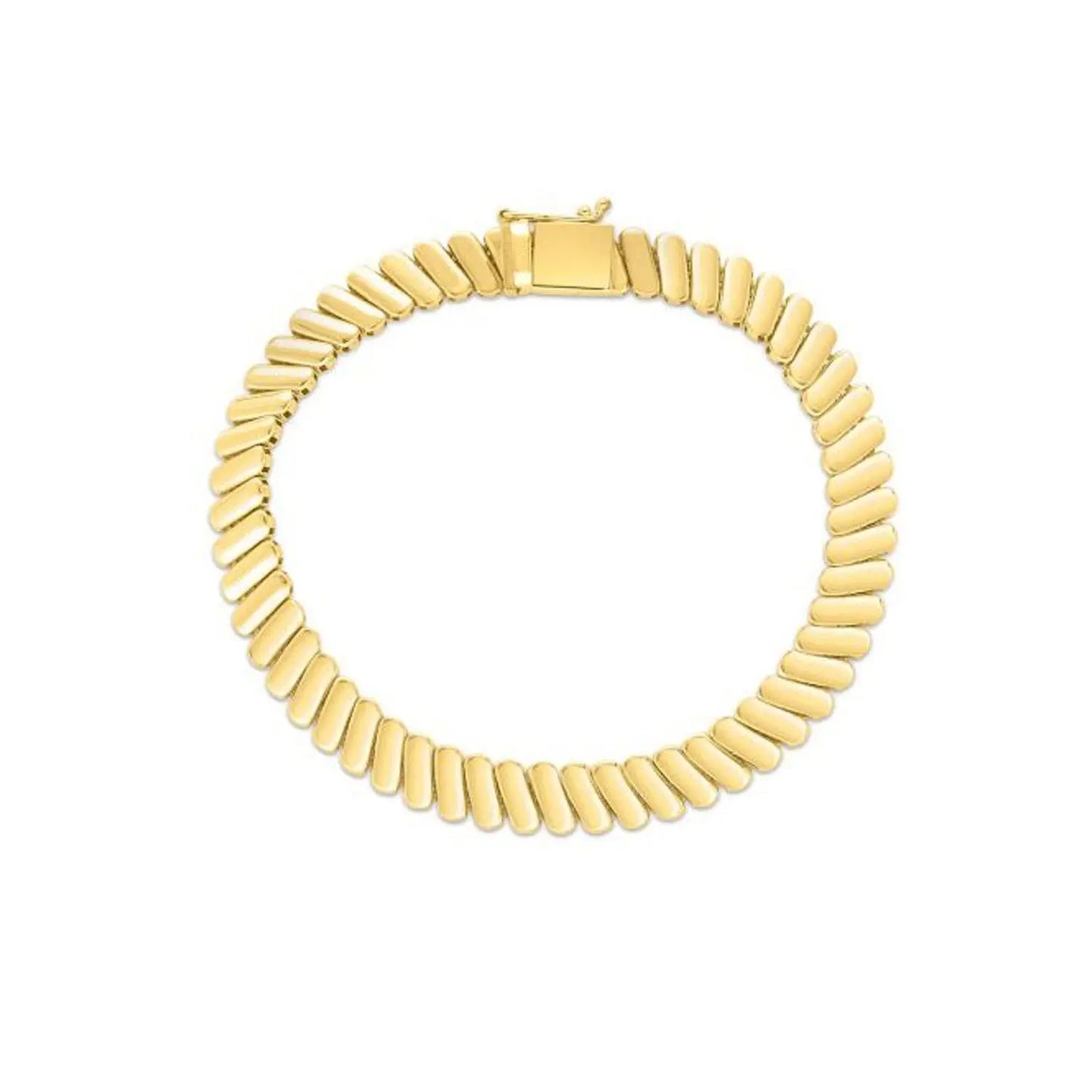 14k Yellow Gold Rib Link Bracelet (7.00 mm) RCJ