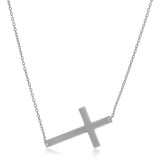 14k White Gold Plain Cross Motif Necklace RCJ