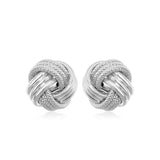 14k White Gold Love Knot with Ridge Texture EarringsMonde Trend