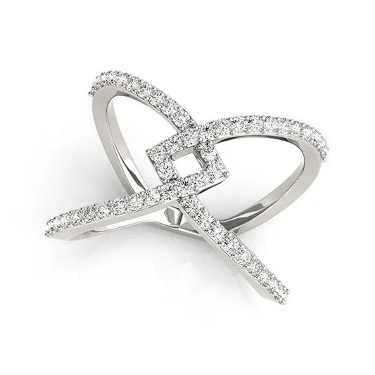 14k White Gold Fancy Entwined Design Diamond Ring (1/2 cttw)Monde Trend