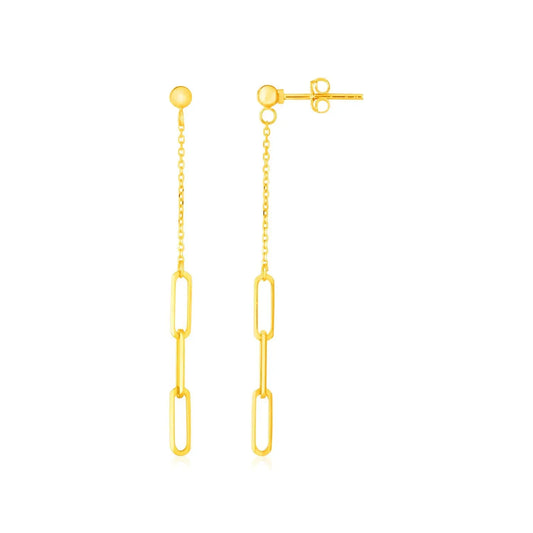 14K Yellow Gold Paperclip Chain and Fine Link Earrings RCJ