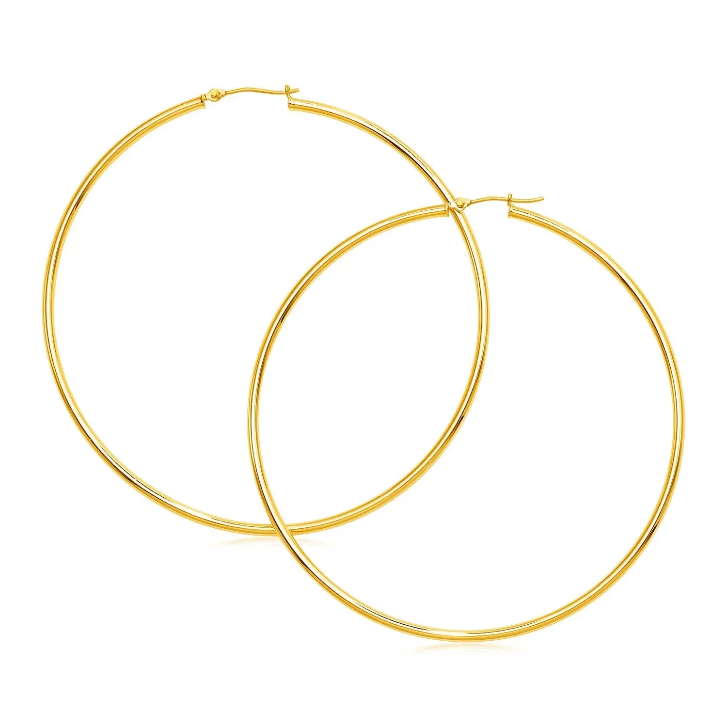 14k Yellow Gold Large Polished Hoop Earrings(2x70mm) RCJ