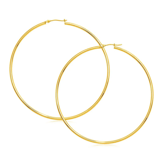 14k Yellow Gold Large Polished Hoop Earrings(2x70mm) RCJ