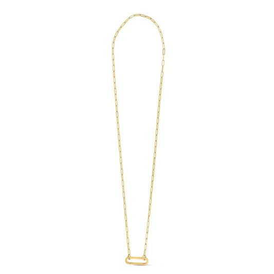 14k Yellow Gold Elongated Link Paperclip Necklace RCJ