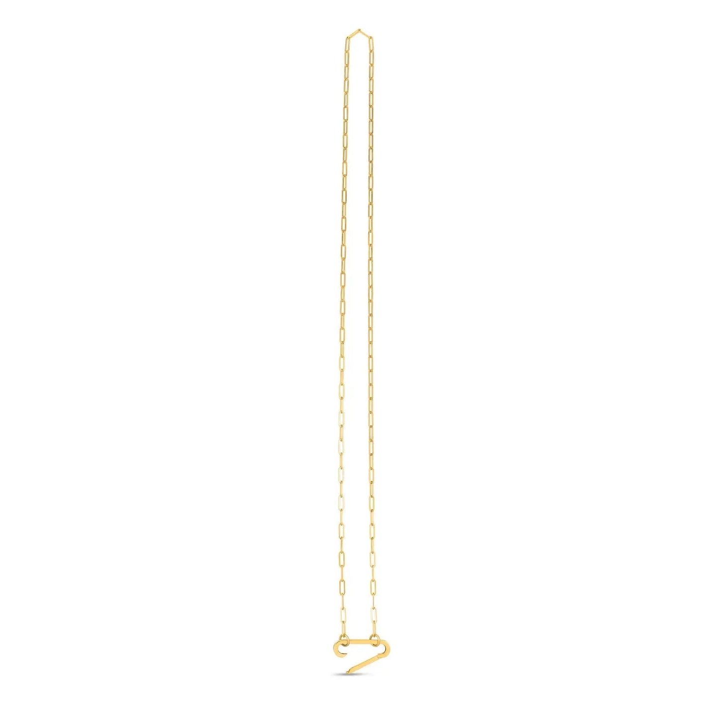 14k Yellow Gold Elongated Link Paperclip Necklace RCJ