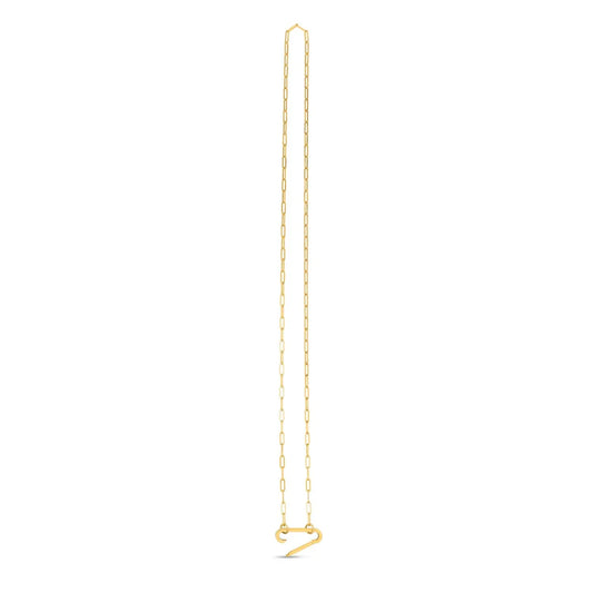 14k Yellow Gold Elongated Link Paperclip Necklace RCJ