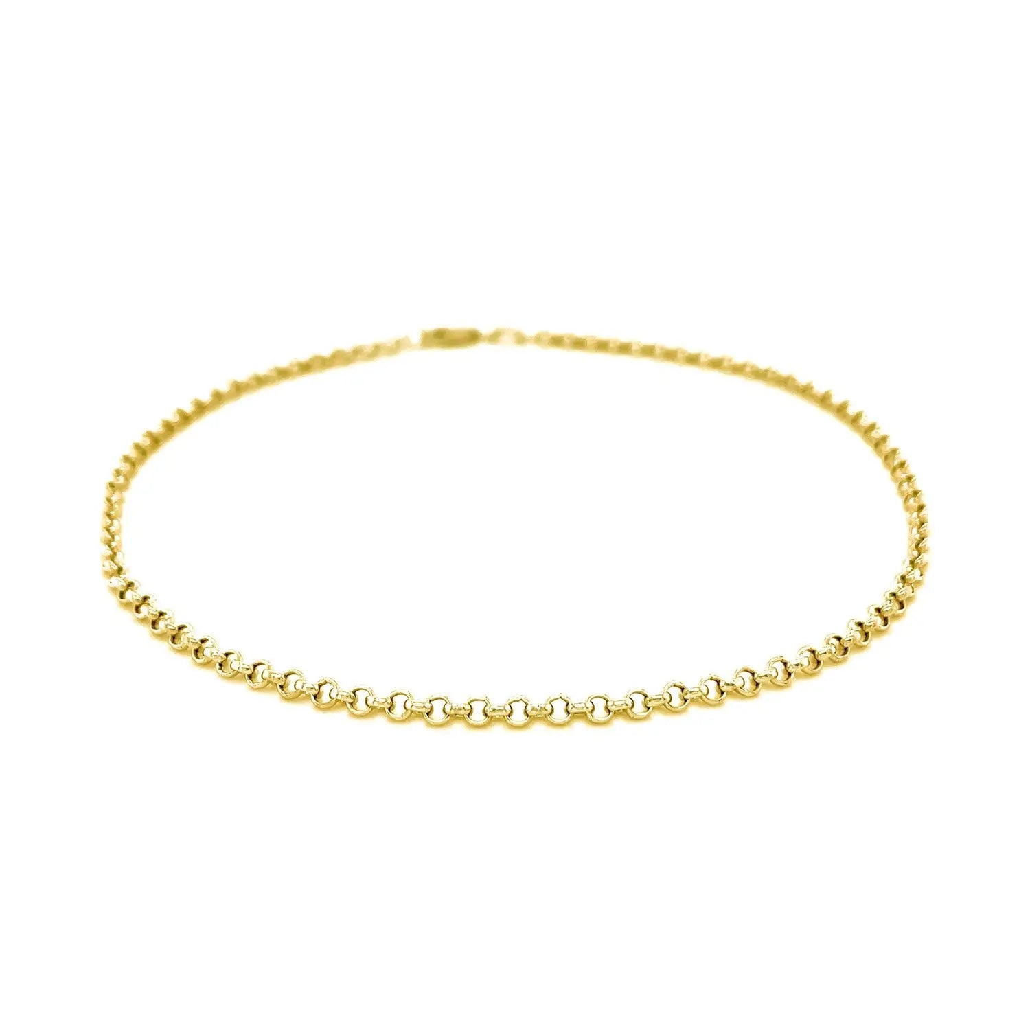 2.3mm 10k Yellow Gold Rolo Anklet RCJ