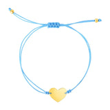 9 1/4 inch Blue Cord Adjustable Bracelet with 14k yellow Gold Heart RCJ