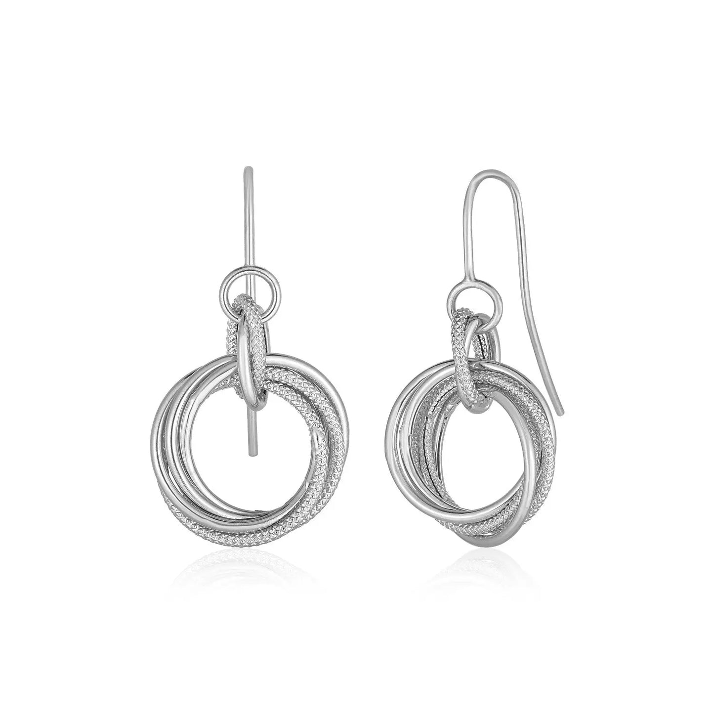 14k White Gold Earrings with Interlocking Circle DanglesMonde Trend