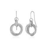 14k White Gold Earrings with Interlocking Circle DanglesMonde Trend