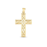 14k Yellow Gold High Polish Vine Cross Pendant RCJ