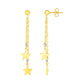 14k Two Tone Gold Drop Earrings with Polished StarsMonde Trend