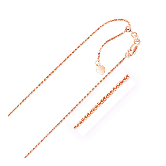 14k Rose Gold Adjustable Wheat Chain (1.00 mm)Monde Trend