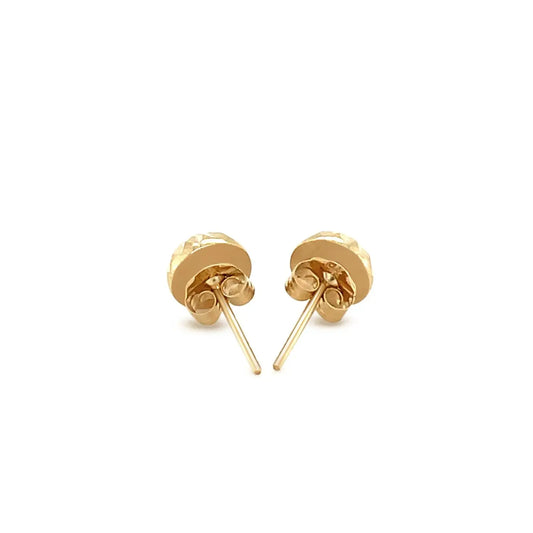 14k Yellow Gold Textured Flat Style Stud Earrings(6mm) RCJ