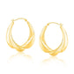 14k Yellow Gold Scallop Motif Graduated Oval Hoop Earrings RCJ