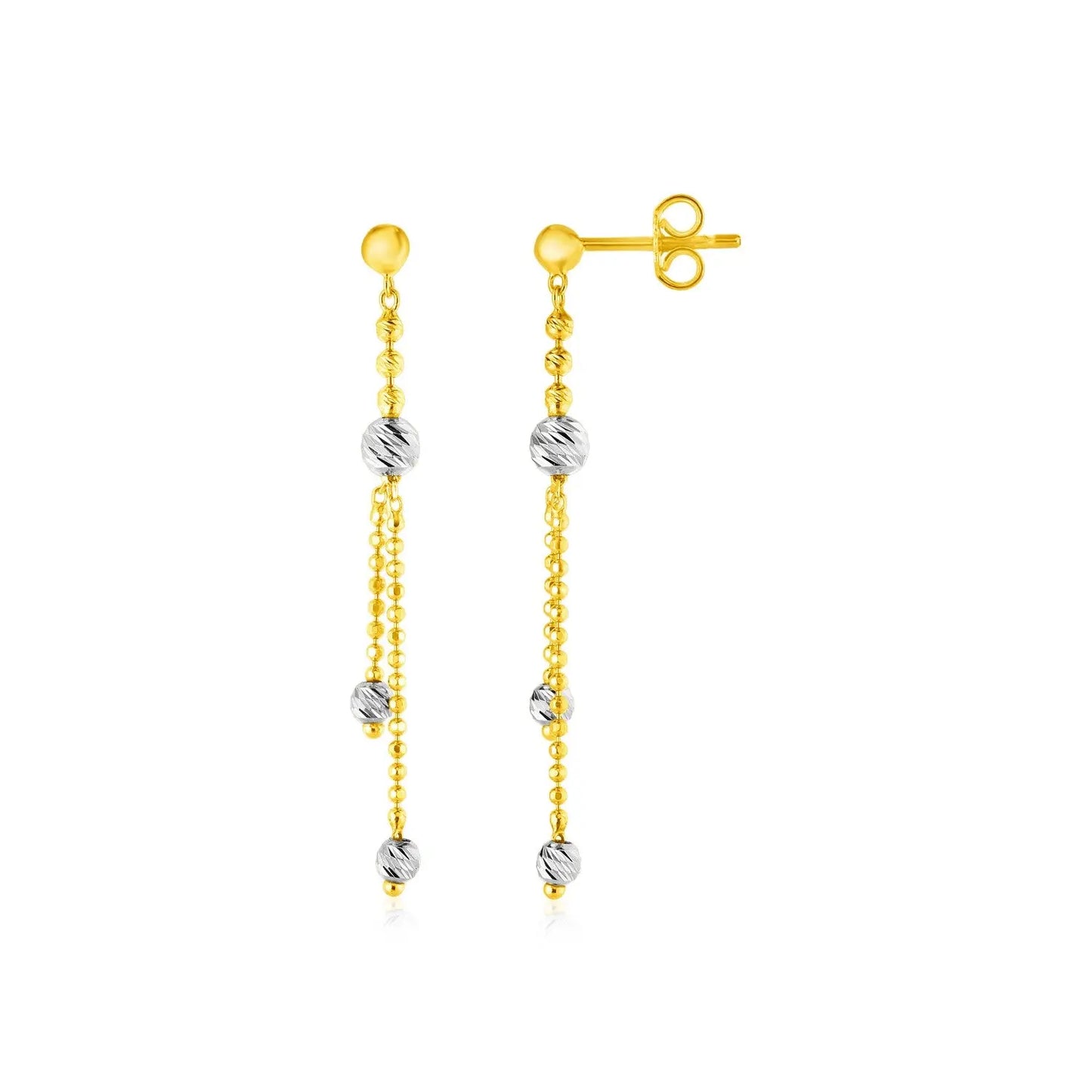 14k Two Tone Drop Earrings with Textured BeadsMonde Trend