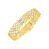 14k Two Tone Gold High Polish Diamond Panther Bracelet  (12.00 mm)Monde Trend