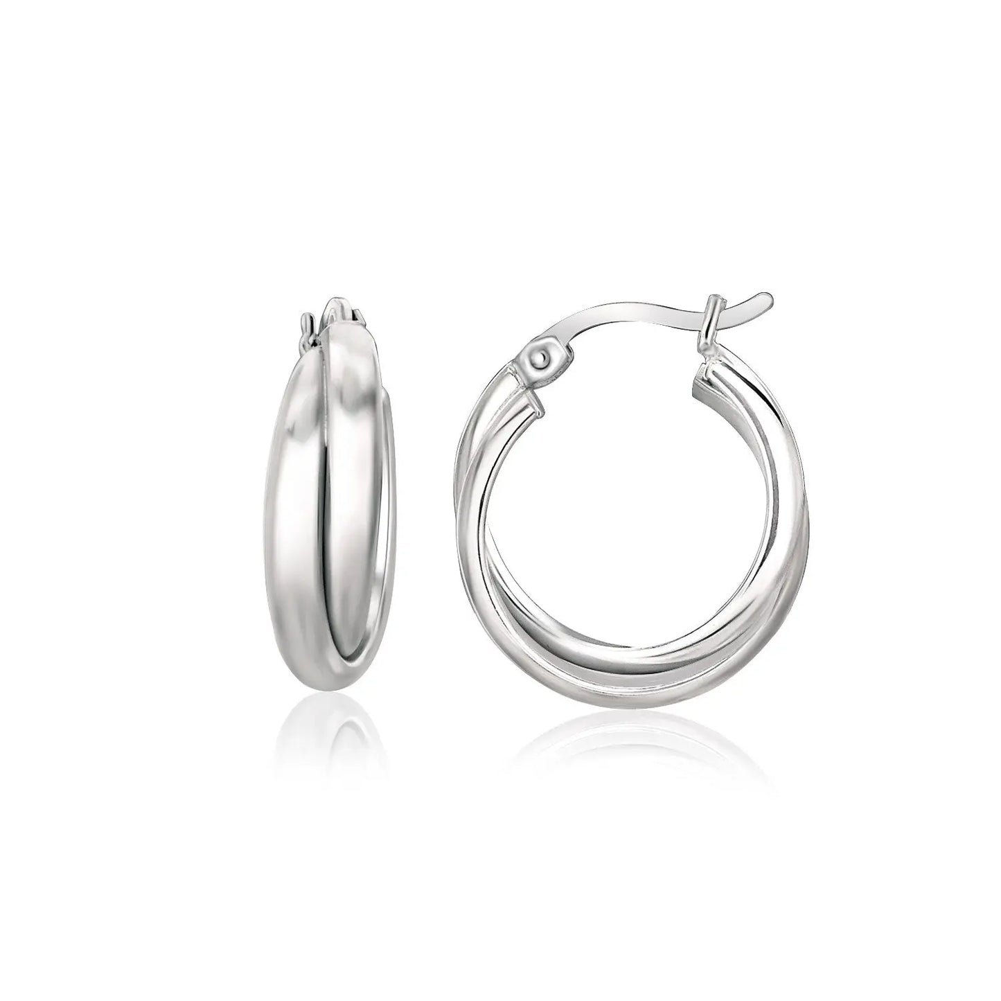 Sterling Silver Dual Round Entwined Hoop Earrings RCJ