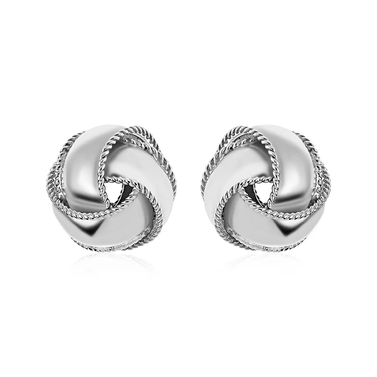 Textured and Polished Love Knot Earrings in Sterling Silver(13mm) RCJ