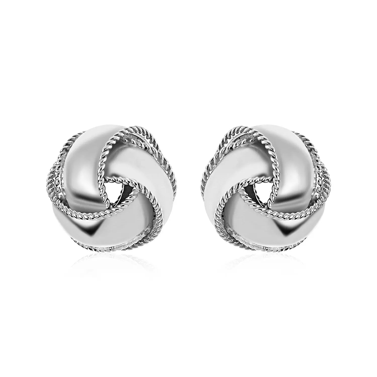 Textured and Polished Love Knot Earrings in Sterling Silver(13mm) RCJ