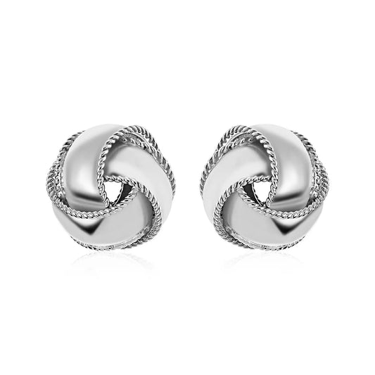 Textured and Polished Love Knot Earrings in Sterling Silver(13mm) RCJ