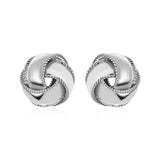 Textured and Polished Love Knot Earrings in Sterling Silver(13mm) RCJ