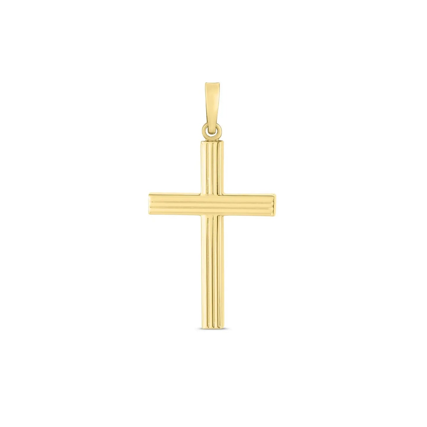 14k Yellow Gold High Polish Ribber Cross Pendant RCJ