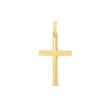 14k Yellow Gold High Polish Ribber Cross Pendant RCJ