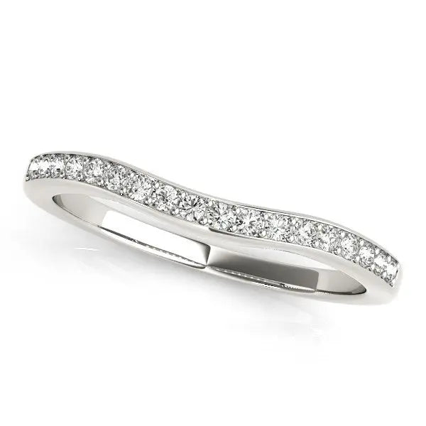 14k White Gold Channel Curved Diamond Wedding Band (1/4 cttw)Monde Trend