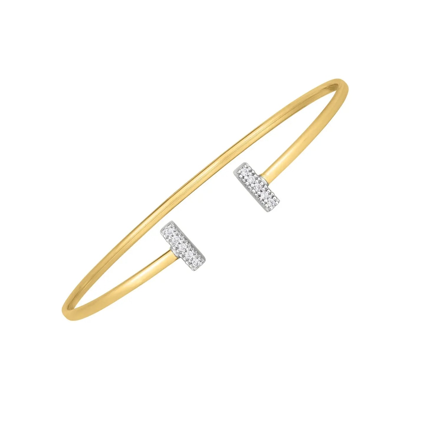 14k Two Tone Gold Diamond Tee Bar Bangle (2.00 mm)Monde Trend