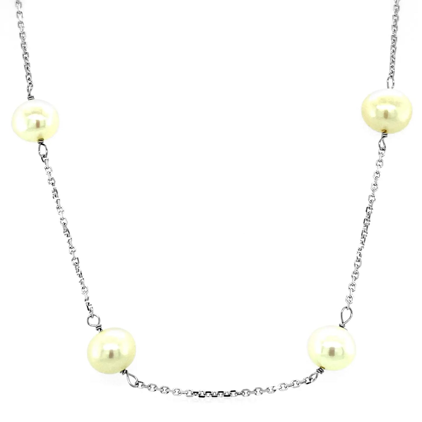 14k White Gold Necklace with White PearlsMonde Trend