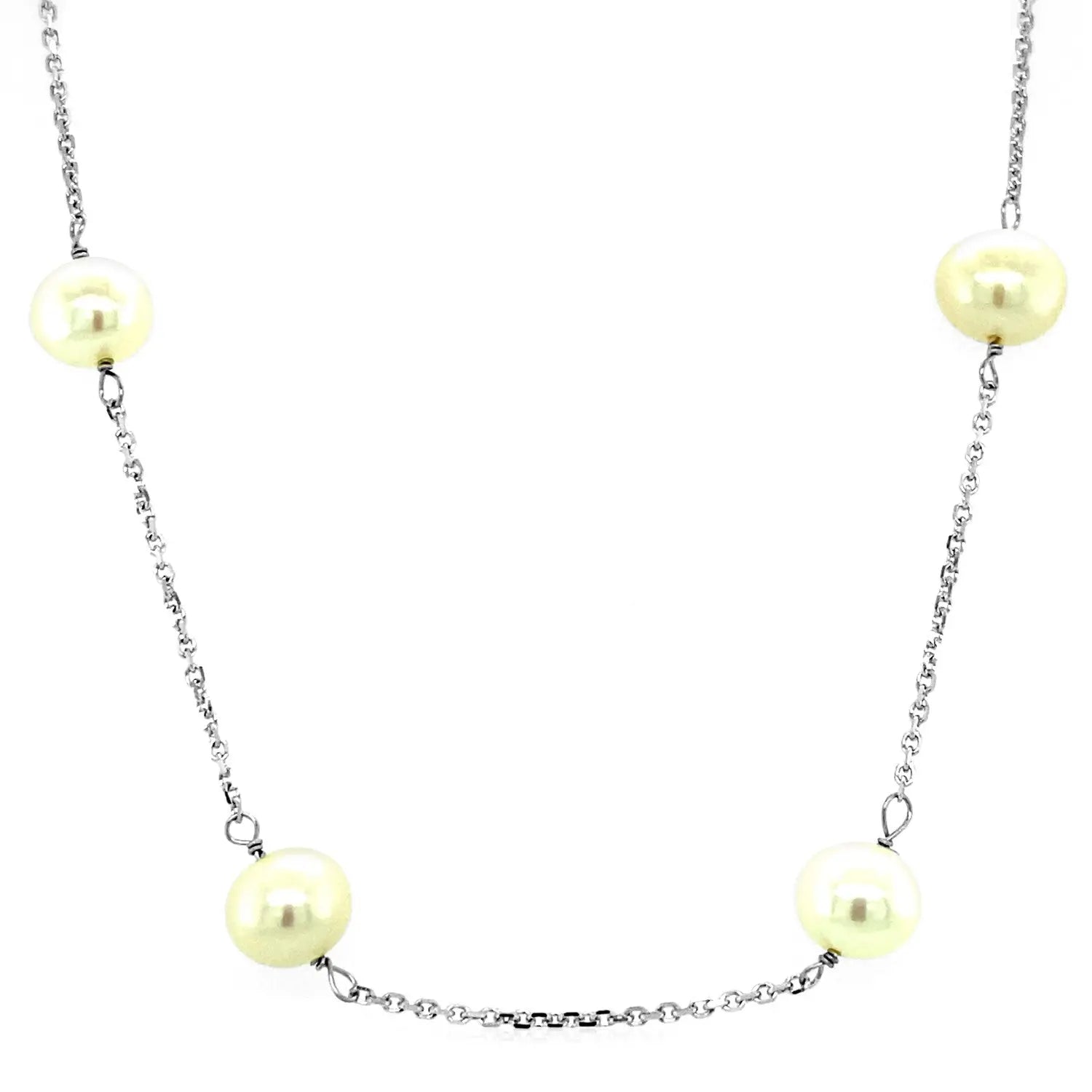 14k White Gold Necklace with White PearlsMonde Trend