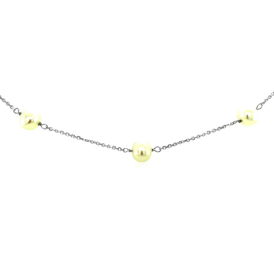 14k White Gold Necklace with White PearlsMonde Trend