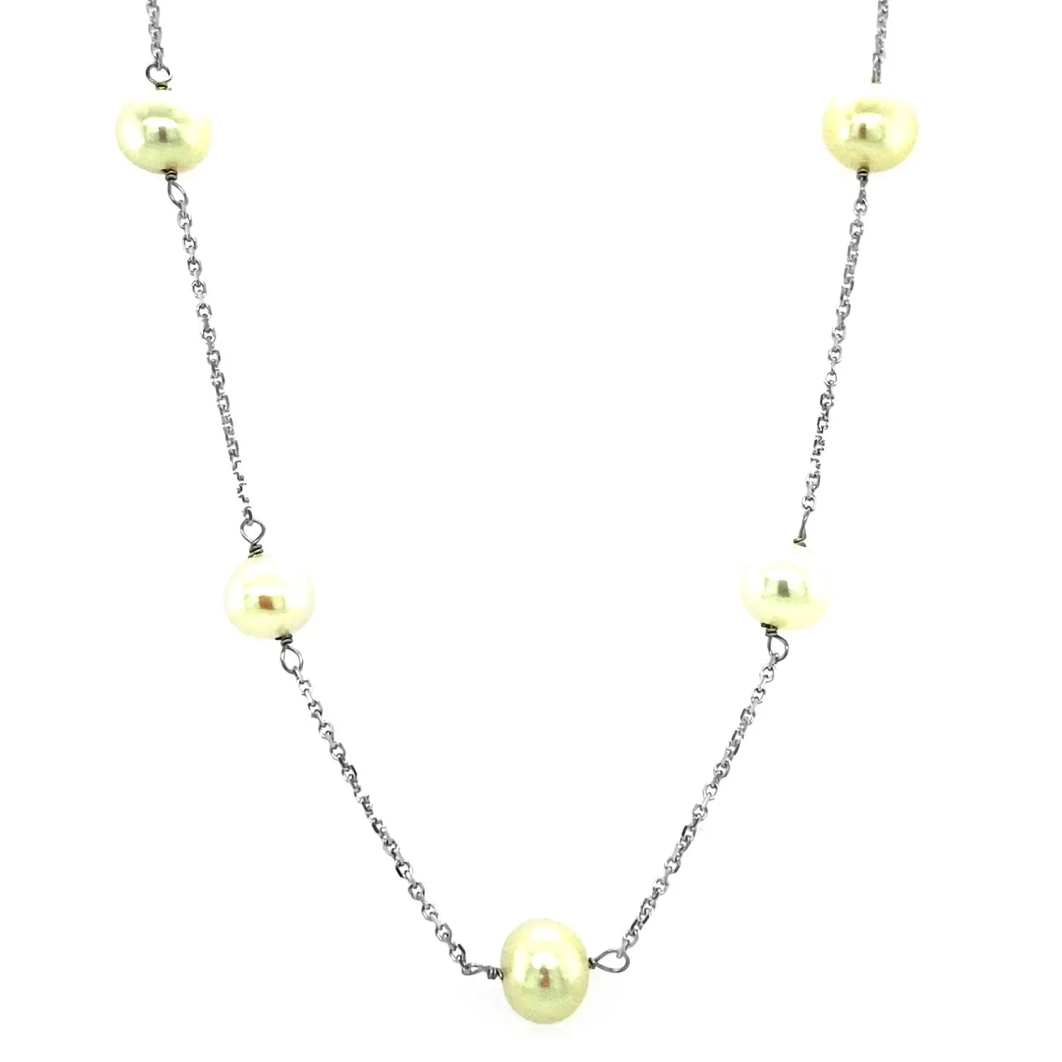 14k White Gold Necklace with White PearlsMonde Trend