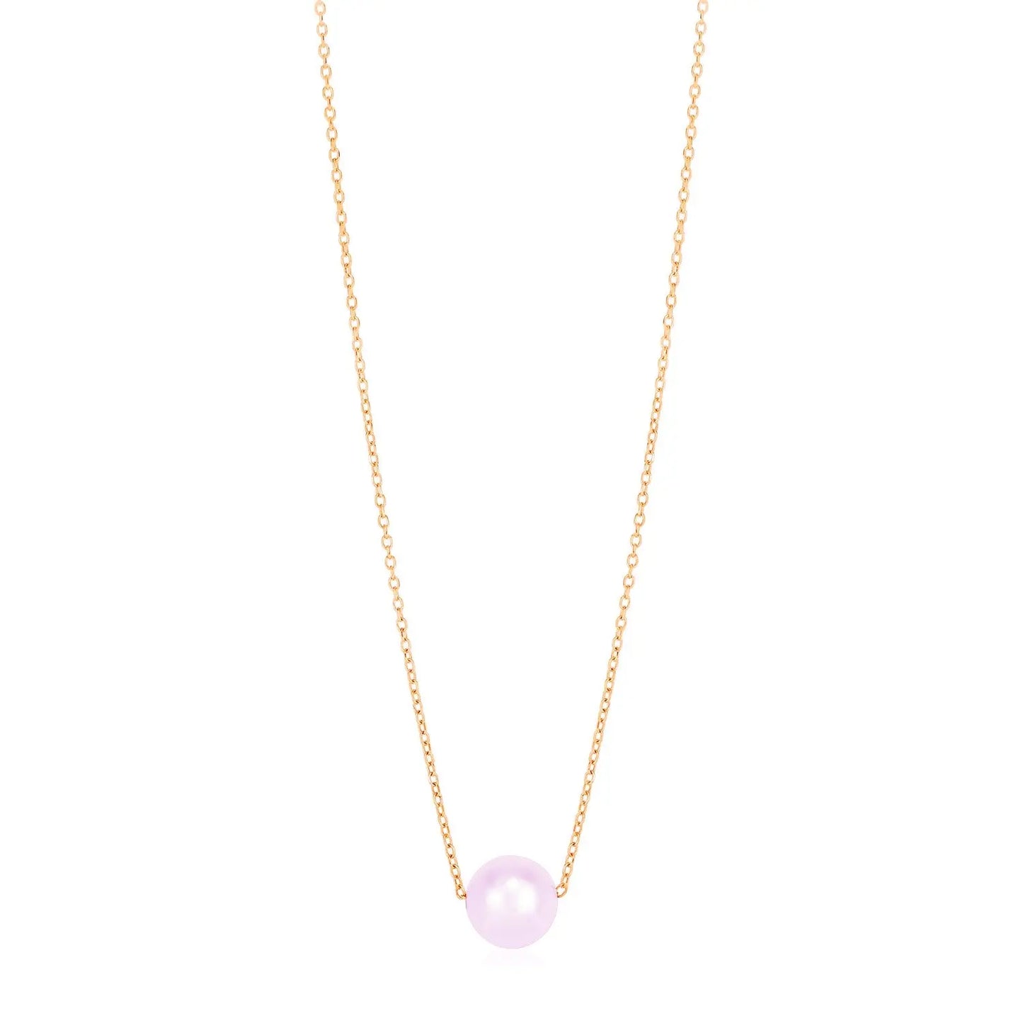 14k Rose Gold Pearl Solitaire NecklaceMonde Trend