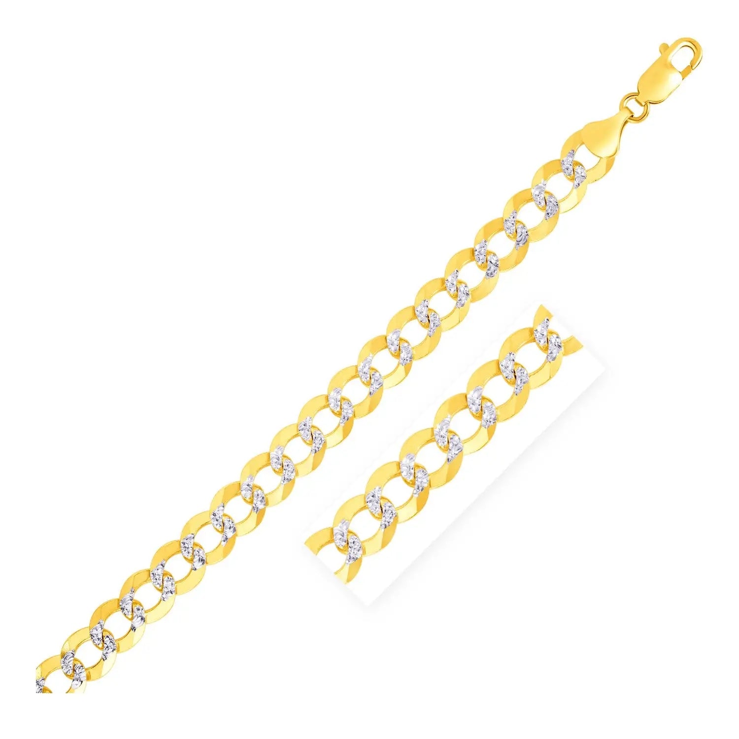 14k Two Tone Gold Pave Curb Bracelet (8.30 mm)Monde Trend